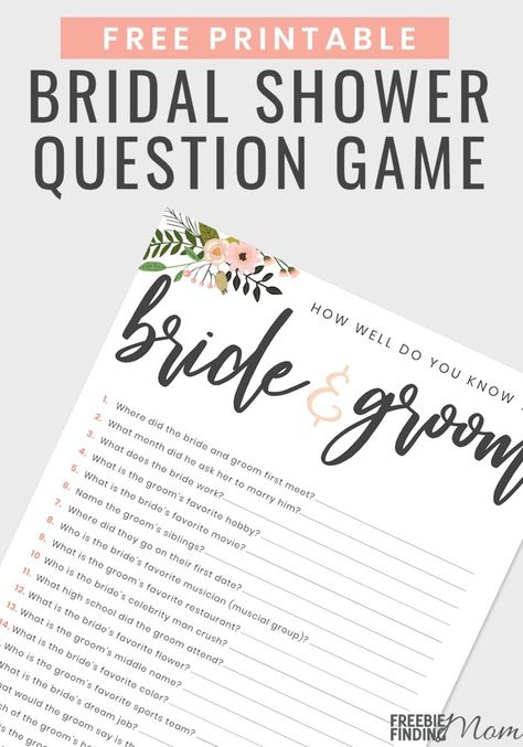 Do you have to throw a bridal shower? Free games are a great way to ramp up the fun at any party.  Go ahead and download this Free Printable Bridal Shower Question Game. It’s a great ice breaker and a fun way to get to know the bride and groom better.  #bridalshowerideas #bridalshowergames #bridalshower #freeprintables Bridal Shower Question Game Free Printable, Bridal Shower Get To Know The Bride, Get To Know The Bride And Groom, Who Knows The Bride Best Printable Free, Get To Know The Bride Game, Bridal Shower Question Game, Princess Party Games, Who Knows The Bride Best, Bridal Shower Questions