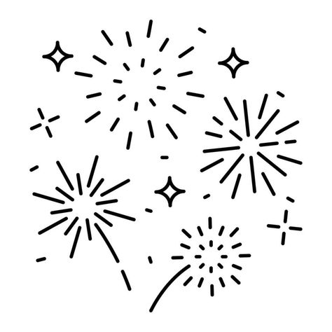 Fireworks Aesthetic Drawing, Fire Works Drawing Art, Firework Design, Easy Firework Drawing, Draw Fireworks Easy, Firework Illustration, Fireworks Doodle, New Year Drawing, Fireworks Drawing