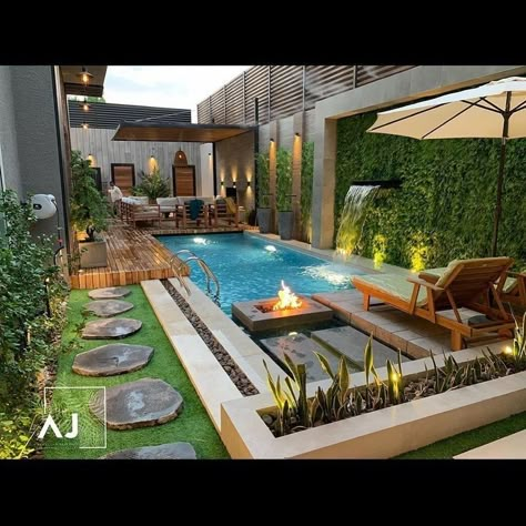 Luxury Pools Backyard, Dream Backyard Pool, Striped Decor, Pool Landscape Design, Small Pool Design, Luxury Pools, Backyard Remodel, Backyard Pool Landscaping, Apartment Patio