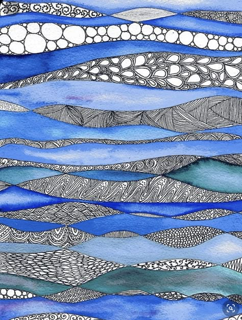 Watercolour Zentangle, Zentangle Painting, Arte Doodle, Illustration Kunst, Zentangle Artwork, Watercolour And Ink, Tangle Art, Zen Tangle, Creativity Art