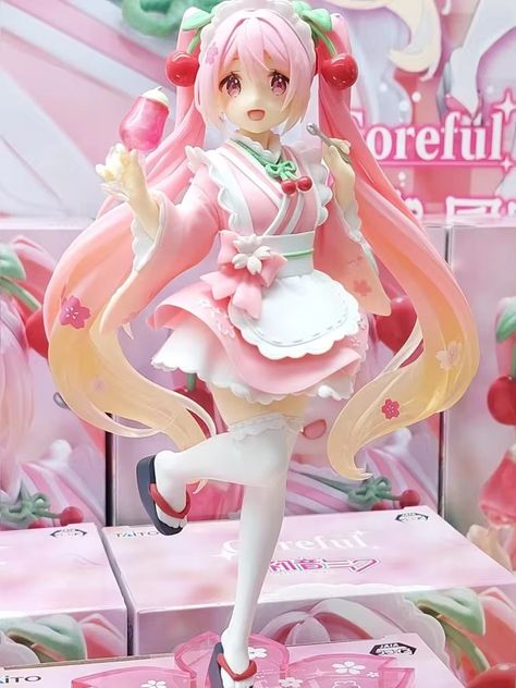 Original Taito Hatsune Miku Coreful Sakura Wafuu Kissa Ver. Maid Figure Anime Figurine Model Gk Collectible Toy Kawaii Gift - AliExpress Pink Hatsune Miku, Cutecore Figures, Anime Figures Kawaii, Kawaii Figures, Sakura Miku, Anime Figurine, Anime Model, Figure Anime, Kawaii Toys