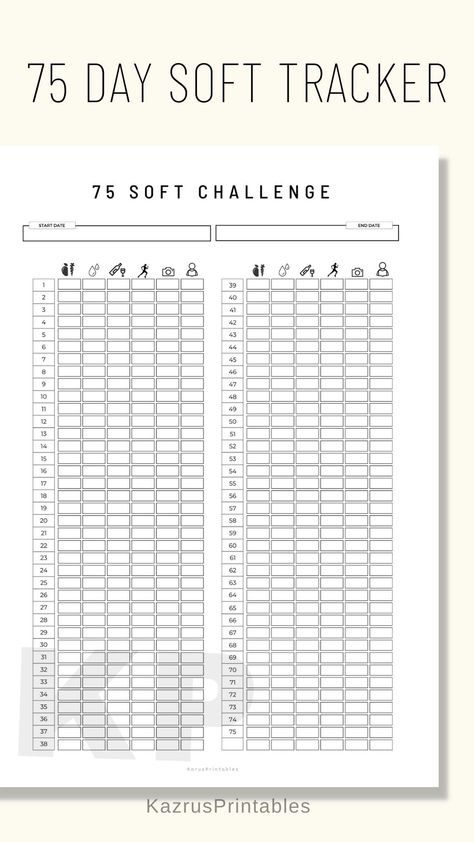 Workout Tracker Printable 75 Easy Challenge Tracker, 75 Soft Challenge Tracker Free Download, Challenge To Better Yourself, 75 Soft Challenge Tracker Free, 75 Day Soft Challenge, Workout Tracker Printable Free, Tracker Printable Free, 75 Day Challenge, Workout Tracker Printable