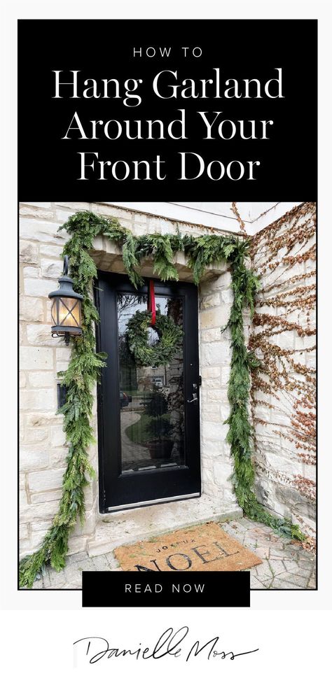 Outside House Decor, Porch Garland, Christmas Front Porch, Spooky Treats, Holiday Garlands, Hanging Garland, How To Hang, Wreaths And Garlands, Hanging Wreath