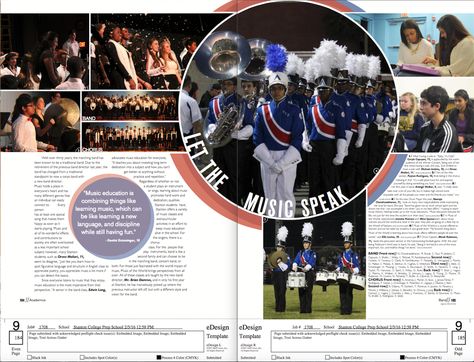 Band Page. #yearbook #layout #design #yearbooktheme #bandpage #yearbookpage Yearbook Design Layout, Magazine Page Design, Yearbook Template, Yearbook Class, Yearbook Spreads, Event Layout, Yearbook Layouts, Yearbook Pages, Yearbook Covers