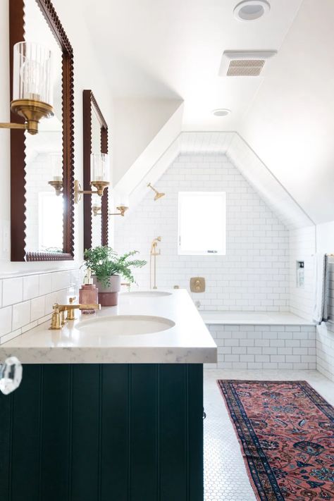 Tudor Cottage Bathroom, Antique Modern Farmhouse, Tudor Bathroom Ideas, 1920s Tudor Interior, Tudor Bathroom Remodel, Tudor Style Bathroom, Historic Bathroom Remodel, Tudor Style Interior, Modern Tudor Interiors