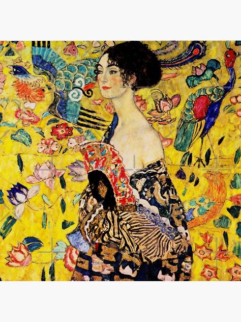 ""Lady with Fan" | Gustav Klimt Art Nouveau-Modern Japonism Inspired " Sticker for Sale by Gascondi | Redbubble Gustav Klimt Art, Klimt Art, Gustav Klimt, Top Artists, Sticker Design, Photographic Print, Oil On Canvas, Sell Your Art, Art Nouveau