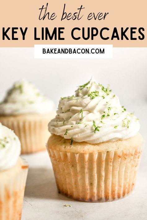 Sour Cream Cupcakes, Key Lime Buttercream, Key Lime Pie Cupcakes, Lime Sour Cream, Basic Cupcake Recipe, Lime Buttercream, Key Lime Cupcakes, Lime Cupcakes, Cream Cupcakes