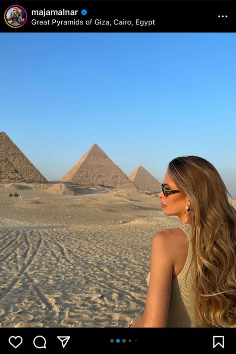 Egypt Pyramids Outfit, Egypt Instagram Pictures, Egypt Photo Ideas, Cairo Egypt Aesthetic, Sahara Desert Outfit, Marrakech Outfit, Egypt Giza Pyramids, Maja Malnar, Egypt Aesthetic