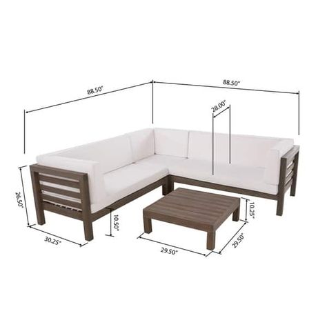 Sala Exterior, Teak Sofa, Patio Sectional, White Cushions, Christopher Knight, Noble House, Christopher Knight Home, Birch Lane, Outdoor Sectional Sofa