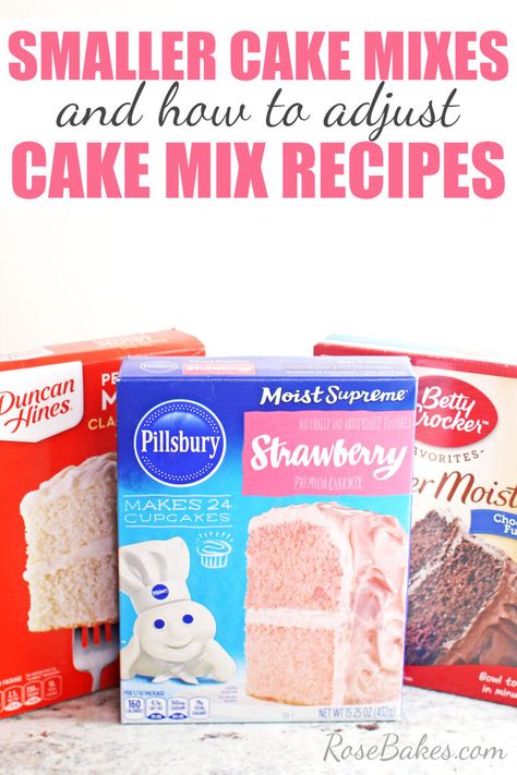 Smaller Cake Mixes & How to Adjust Cake Mix Recipes - if your doctored cake mix recipes call for bigger cake mixes, check out these solutions! #cake #cakerecipes #doctoredcakemix #smallercakemixes #cakedecorating Dr Cake, Chantilly Cake Recipe, Doctored Cake Mix Recipes, Homemade Cake Mixes, Cake Mix Doctor, Doctor Cake, Strawberry Cake Mix, Store Bought Cake, Cake Mixes