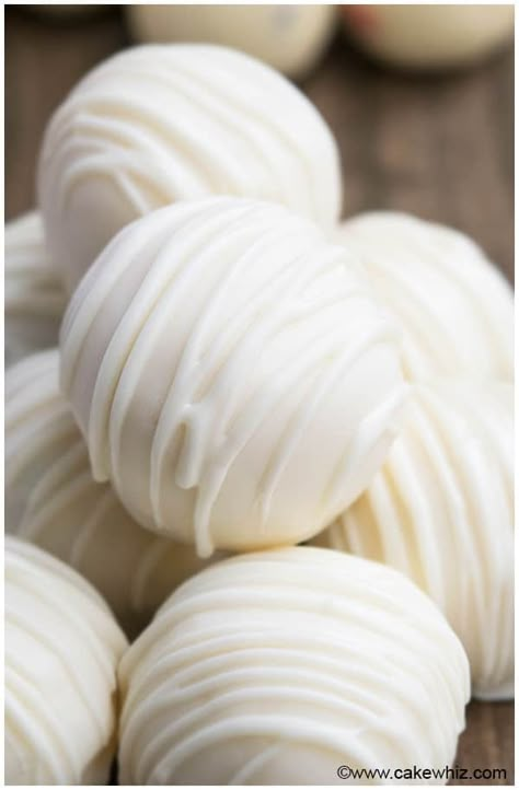 White Chocolate Truffles Recipe - CakeWhiz Homemade Chocolate Candy Recipes, Homemade Chocolate Candy, Chocolate Truffles Recipe, Homemade Truffles, Dessert Truffles, Chocolate Candy Recipes, White Chocolate Truffles, Cookie Dough Truffles, Thanksgiving Desserts Easy