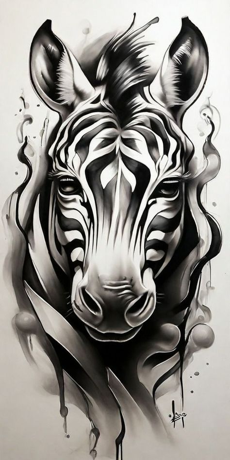 Zebra Tattoo Design, Zebra Tattoo, Cool Animal Tattoos, Zebra Tattoos, Zebra Drawing, Tier Tattoo, Animal Tattoo Ideas, Cobra Art, Statue Tattoo