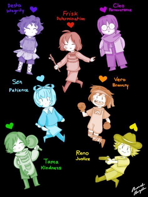 Undertale six human souls Souls Humans Fallen Undertale, Seven Souls Undertale, Undertale Six Souls, Undertale Seven Souls, Fallen Humans Undertale, Undertale Fallen Children, Undertale Souls Fanart, Undertale Human Oc, Kindness Undertale