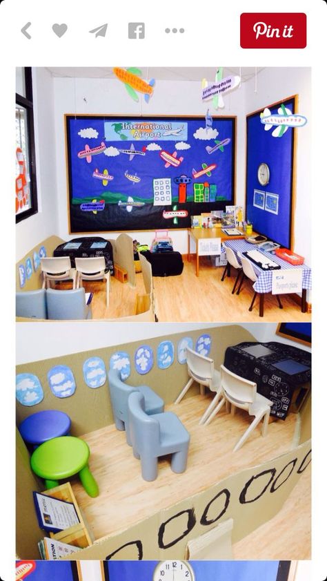 Airport Role Play Eyfs, Airport Play Area, Transportation Dramatic Corner, Transport Role Play Area Eyfs, Dramatic Play Airport Preschool, Airplane Role Play, Travel Agents Role Play, Travel Agents Role Play Eyfs, Airplane Dramatic Play Preschool