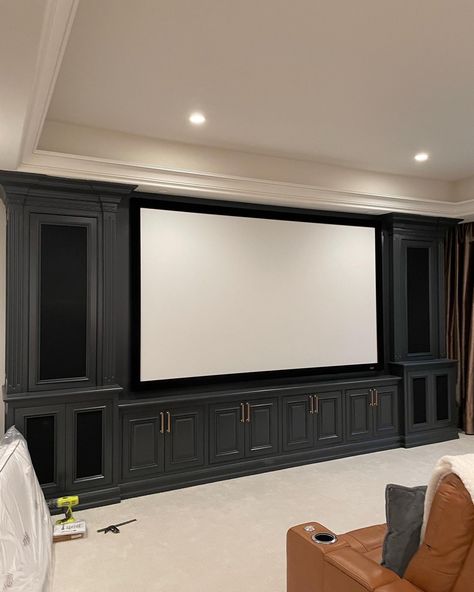 Home Theatre Project - Traditional - Home Theater - Phoenix - by Phoenix Fine Painting LLC | Houzz Movie Room Entrance, Theater Room Lighting Ideas, Theater Room Cabinets, Movie Theater Cabinets, Media Room Cabinets Built Ins, Home Theatre Built In Cabinets, Home Theater Built In Cabinet, White Cinema Room, Theatre Room Ceiling