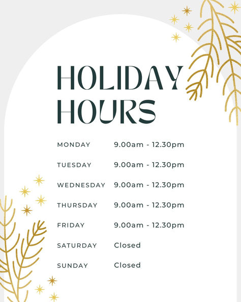 Gold Neutral Minimalist Holiday Hours Christmas Instagram Post Holiday Hours Template, Holiday Hours Post, Minimalist Instagram Post, Christmas Instagram Post, Carbquik Recipes, Business Hours Sign, Christmas Marketing, Modern Branding Design, Minimalist Instagram