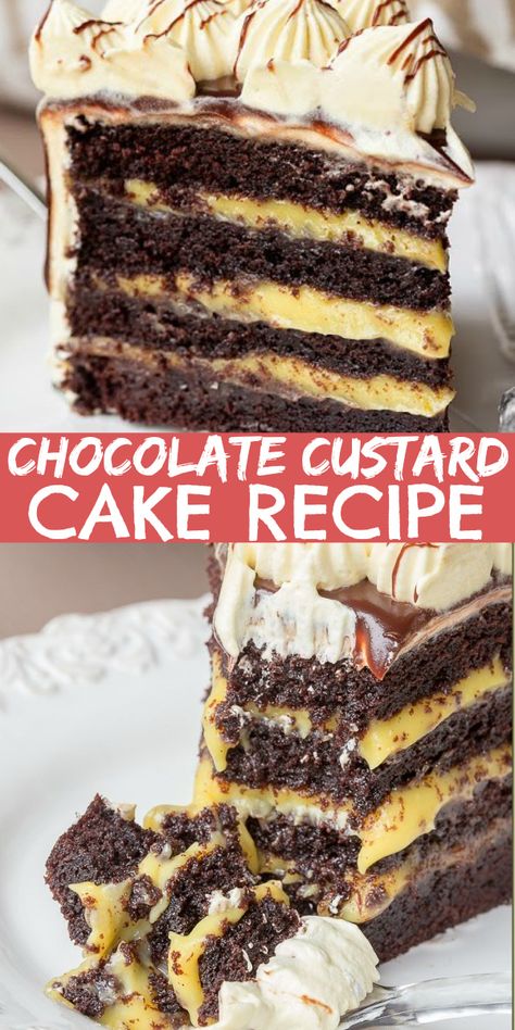 Custard Cake Recipes, Nut Cake, Cake Filling Recipes, Birthday Cake Decorating Ideas, Custard Cream, Chocolate Custard, Custard Cake, Milk Cake, Cake Decorating Ideas