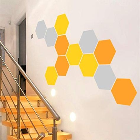 Melissalove 6 Honeycomb Wall Decal Stickers Geometric Hexagons Vinyl Wall Stickers Home Decor 24x28cm D625 (Color 1) Hexagon Decor, Honeycomb Wall, Geometric Wall Paint, Bedroom Wall Paint, Home Decor Hacks, Wall Paint Designs, Wall Stickers Home Decor, Wall Stickers Home, Vinyl Wall Stickers