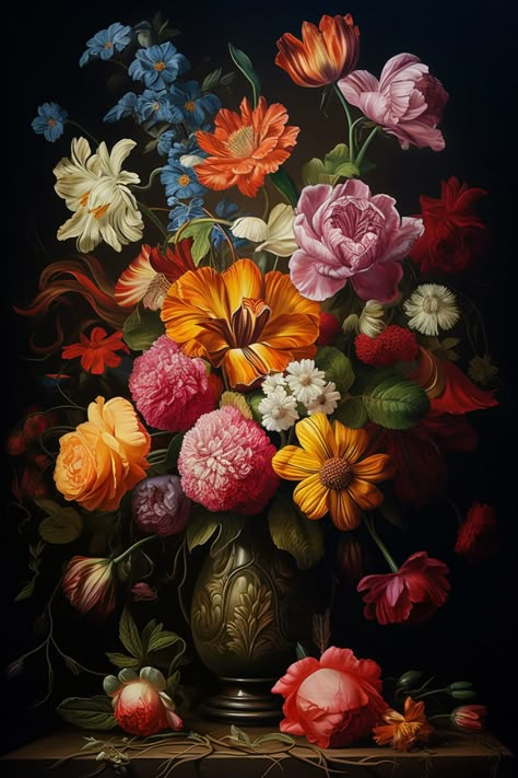 Dutch Masters Flowers, Famous Flower Paintings, Free Gallery Wall Printables, Gallery Wall Printables, Artistic Ideas, Interior Artwork, Workout Inspo, Paintings Famous, Still Life Flowers