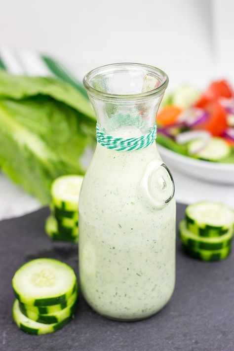 Creamy Cucumber Dill Dressing | Quick and easy homemade dressing Dill Vinaigrette Dressing, Dill Vinaigrette, Cucumber Salad Dressing, Easy Homemade Salad Dressing, Cucumber Dressing, Chopped Salads, Cucumber Dill Salad, Creamed Cucumbers, Tzatziki Recipes