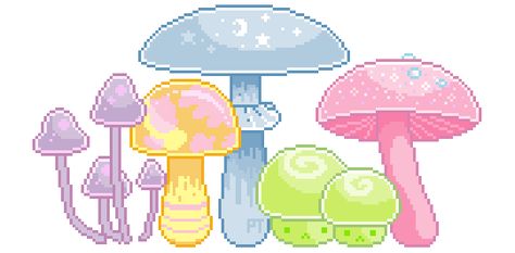 Fairy Pixel Art, Pixel Art Fairy, Pixel Fairy, Stuff Mushrooms, Mushrooms Toadstools, Cross Stitch Pictures, Sketch Inspiration, Mushroom Art, Art Style Inspiration