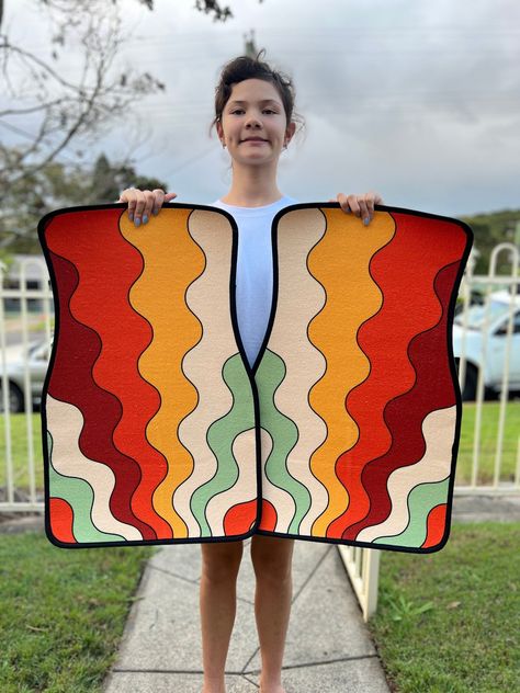 Retro Sun Ray Car Floor Mat, Hippie Car Mat, Car Accessories For Women, Stoner Gifts, Retro Car Accessories, Interior Car Decor, Vintage Car -  #accessories #Car #decor #Floor #Gifts #hippie #interior #Mat #Ray #Retro #Stoner #Sun #vintage #Women Groovy Car Interior, Eclectic Car Decor, Colorful Car Decor, Maximalist Car Decor, 70s Car Interior, Orange Car Decor, Retro Car Accessories, Beach Car Accessories, Cute Car Mats