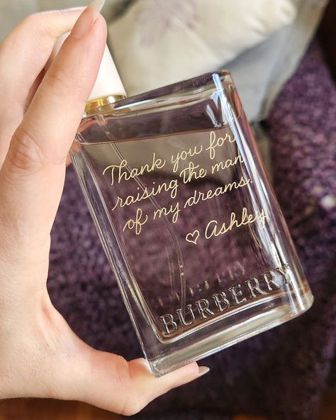 A few bottles from the past couple months I was able to get pics of 🎉... I love seeing all the different messages people want for their loved ones' keepsakes 🎁. #perfumeengraving #calligraphyengraving #rochesterny #bottleengraving #glassengraving #personalizedgifts #weddinggifts #engravedperfume #bridalpartygifts #perfumecollection #graduationgift #birthdaygiftideas #floralengraving #bridetobe2024 #groomgift Mother Of The Groom Gifts, Glass Engraving, Hand Lettering Tutorial, Lettering Tutorial, Groom Gift, Bottle Painting, Bridal Party Gifts, Perfume Collection, Birthday Gift Ideas