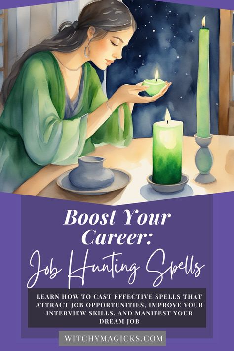 Boost your career with powerful job hunting spells! Learn how to cast effective spells that attract job opportunities, improve your interview skills, and manifest your dream job. Ideal for witches looking to enhance their job search with magical energy. Click now to unlock these career-boosting spells! #JobHuntingSpells #CareerSuccess #Witchcraft #JobSearchMagic #SpellsForSuccess Employment Spells, Spells For Job Success, Spells For Job Promotion, New Job Spell Witchcraft, Get That Job Spell, Dream Job Spell, Career Spell, Spell For New Job, Job Attraction Spell