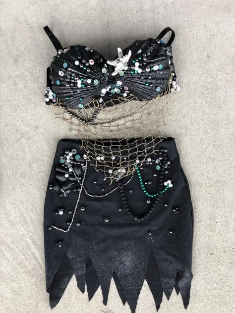 Mermaid Rave Outfit, Big Shells, Sea Witch Costume, Rave Outfit Ideas, Goth Mermaid, Gothic Mermaid, Evil Mermaids, Siren Costume, Blonde Halloween Costumes