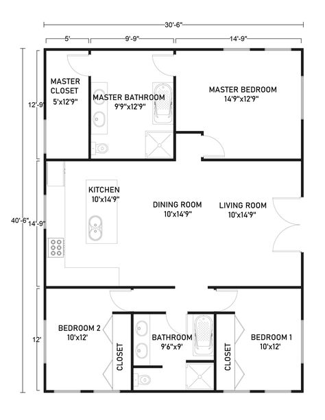 Amazing 30x40 Barndominium Floor Plans - What to Consider Barndominium Floor Plans 30x40, How To Build Your Own House Floor Plans, Rental Property Floor Plans, 35x35 House Plan, First Home Floor Plans, Two Bedroom 2 Bathroom House Plans, 30x30 Barndominium Floor Plans, 40 By 60 Barndominium, Cheapest Floor Plans To Build