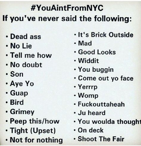 Nyc Slang, New York Slang, Slang Words Popular, Nutrition Store, Instagram Bio Quotes, Slang Words, Ideal Body, Bio Quotes, Different Words