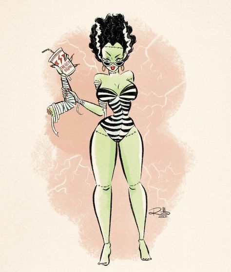 Halloween Barbie, Halloween Pin Up, Frankenstein Art, Halloween Wallpaper Iphone Backgrounds, Halloween Wallpaper Iphone, Vintage Comic Books, Classic Monsters, Bride Of Frankenstein, Amazing Drawings