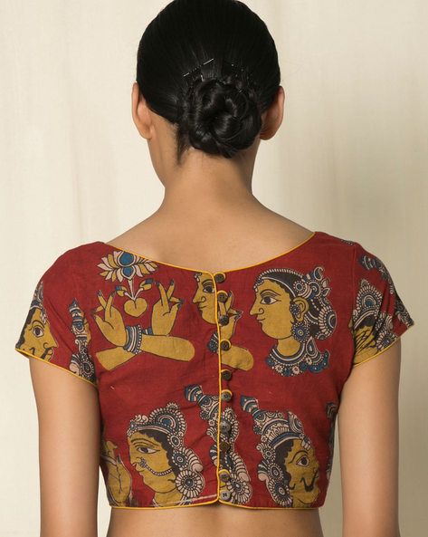 Buy Red Indie Picks Kalamkari Print Cotton Blouse | AJIO Kalamkari Blouses, Kalamkari Blouse Designs, Kalamkari Print, Kalamkari Designs, Kalamkari Blouse, Cotton Saree Blouse Designs, Boat Neck Blouse Design, Cotton Blouse Design, Cotton Saree Blouse