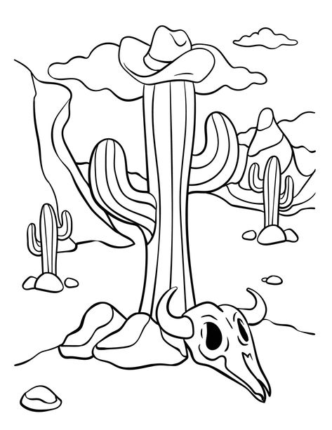 Coloring Pages Western, Cowboy Coloring Pages, Simple Coloring Pages, Beautiful Coloring Pages, Silhouette Clip Art, Coloring Pages Printable, Page Ideas, Animal Coloring Pages, Printable Coloring Pages