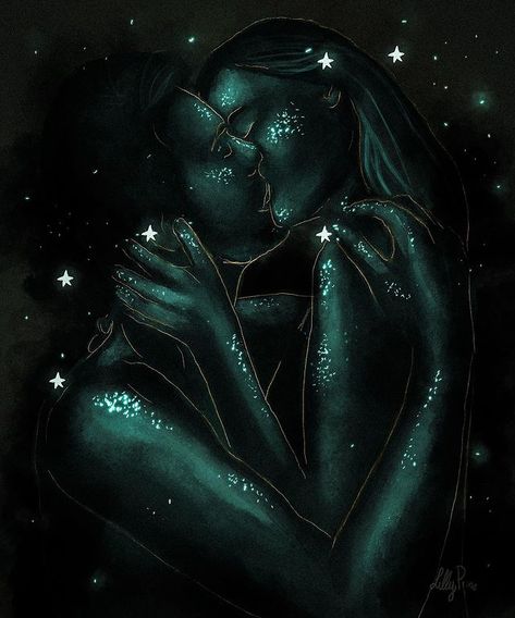 Soulmates Art, Jennie Video, Romantic Kiss Gif, Galaxy Artwork, Spiritual Angels, Night Landscape Photography, Twin Flame Art, Sky Art Painting, Beautiful Night Images