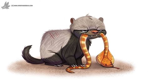 Daily Painting #962. Honey Badger Don't Care (OG) by Cryptid-Creations Honey Badger Tattoo, Badger Tattoo, Badger Illustration, Badgers Logo, Honey Badger, Daily Painting, Animal Sketches, Creature Design, Spirit Animal