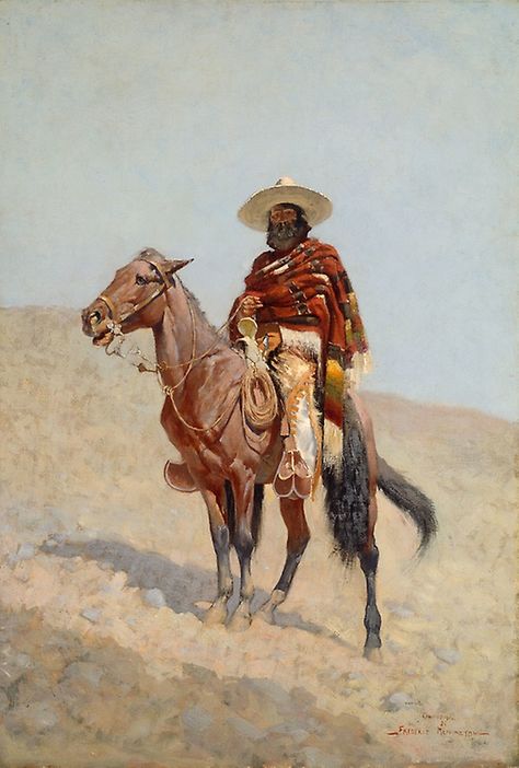 Frederic Remington American, 1861–1909 A Mexican Vaquero, 1890 | The Art Institute of Chicago Mexico Painting, Frederic Remington, Mr Brainwash, Pancho Villa, Wilde Westen, Chicago Art, Edvard Munch, Table Designs, Cowboy Art