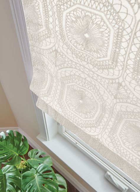 intricate designed window shade, cream,#cream #window #windowshade #windowdisplay #home #homeideas #homedecor #homedesign #homedecoration #homeinspo #interior #interiordesign #interiordecor #interiorstyle #interiorstyled #interiorstyling #romanshade #homesweethome Graber Blinds, Spring Window, Cellular Shades, Wood Shutters, Roman Shade, Master Bath Remodel, Custom Window Treatments, Window Styles, Custom Windows