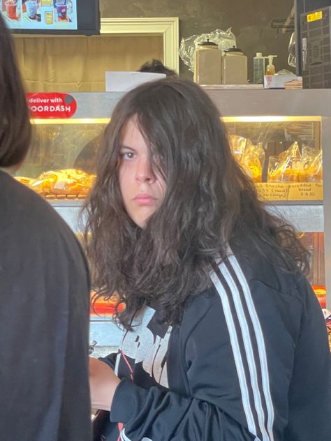 Tan skin, 19 year old male with dark brown curly hair slightly past the shoulders staring at the camera Long Hair Dude, Long Haired Metalheads, Men With Really Long Hair, Dudes With Long Hair, Metal Guys With Long Hair, Long Hair Metal Guys, Longhaired Metalhead, Hot Metalhead Guys With Long Hair, Metal Head