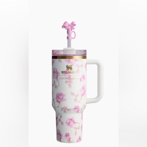 Questions? Leave A Comment Below! Stanley Pink, Fancy Ribbon, Love Shack Fancy, Thermos Bottle, Rosa Pink, Stanley Cup, Tea Accessories, Shop Wallpaper, Crate And Barrel