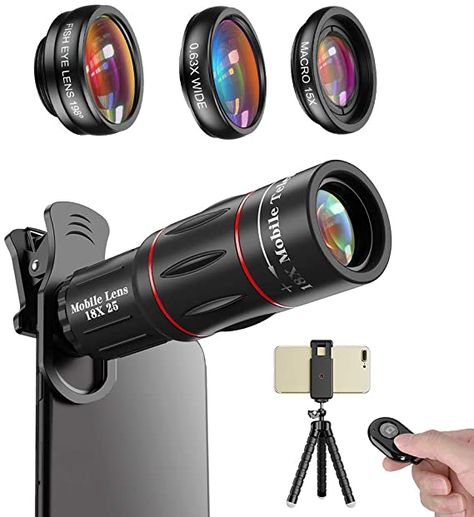 Wide Angle Photography, Mobile Lens, Phone Camera Lens, Phone Tripod, Telephoto Lens, Photography Kit, Fish Eye Lens, Bluetooth Remote, Iphone Camera