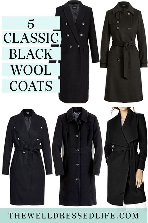 Black Peacoat Womens Outfit, Dress Coats For Women Classy, Black Wool Coat Outfit, Peacoat Womens Outfit, Long Black Coat Outfit, Black Wool Coat Women, Wool Coat Outfit, Black Coat Outfit, Long Wool Coat Women