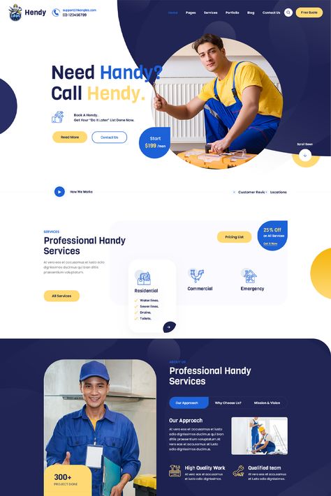 The "Hendy - Plumbing Services WordPress Theme" is designed for plumbing service businesses or professionals. Business Theme Ideas, Plumbing Website Design, Clean Website Design Inspiration, Cleaning Website Design, Website Typography, Minimalist Alphabet, Company Symbol, Bright Minimalist, Finance Website