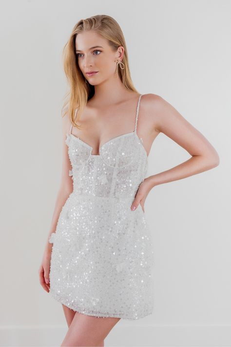 Groovy 38400 | By Watters | By Watters. White Short Party Dress, Groovy Dress, By Watters, Plus Size Brides, Mini Wedding Dresses, Plus Size Bride, Light Up The Night, Boned Bodice, Wedding 2025