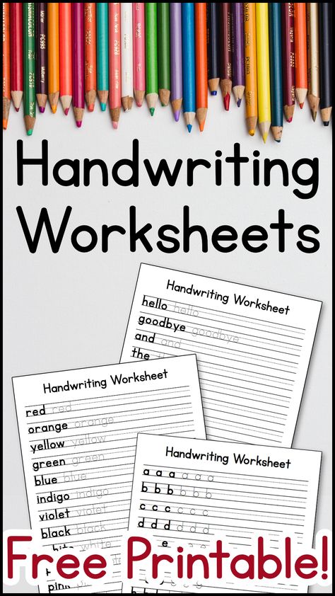 A set of 10 handwriting worksheets to help your child improve their handwriting. Includes letters, common words, and a blank lined sheet for them to write their own sentences. Penmanship Worksheets, Phonics Worksheets Free, Handwriting Sheets, Cursive Practice, Handwriting Practice Worksheets, Spelling And Handwriting, Handwriting Analysis, Money Worksheets, Homeschool Worksheets