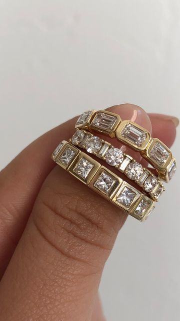 Unique Thick Wedding Bands For Women, Unique Square Wedding Rings, Wedding Bands For Large Engagement Rings, Gold Wedding Bands Women Unique, Statement Wedding Band, Square Diamond Wedding Band, Funky Wedding Band, Unique Diamond Jewelry, Ring Stacks Wedding