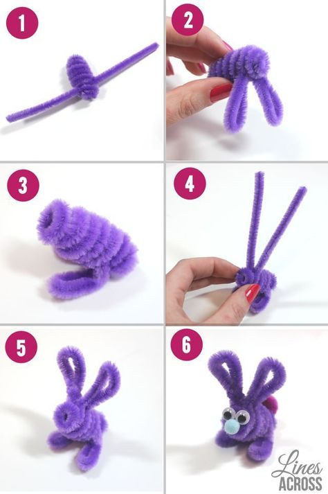 How to make cute little pipe cleaner bunnies and carrots... a perfect Easter craft for kids for spring. A full step by step tutorial. Craft Pipe Cleaner, Pipe Cleaner Animals, Pipe Cleaner Art, Pipe Cleaner Crafts, Easter Crafts For Kids, Childrens Crafts, Easter Fun, Animal Crafts, Pipe Cleaner