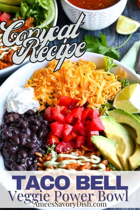 Taco Bell Veggie Power Bowl {Copycat Recipe} Taco Power Bowl, Taco Bell Bowl Recipe, Taco Bell Chicken Power Bowl Recipe, Taco Bell Power Bowl Recipe Copycat, Veggie Taco Bowl, Taco Bell Cantina Bowl, Taco Bell Power Bowl Recipe, Taco Bell Power Bowl, Vegan Taco Bell