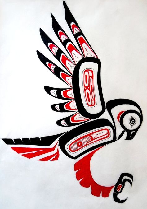 Native Art Replication by ArsonAnthemKJ.deviantart.com Tatouage Haida, Arte Haida, Rabe Tattoo, Native American Animals, Native Artwork, Pacific Northwest Art, Haida Art, Native American Symbols, American Symbols