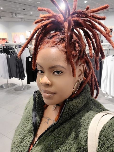 Super Short Locs, Coloring Locs, Orange Locs, Thick Locs, Natural Hair Goals, Girl Hair Colors, Dreads Girl, Beautiful Dreadlocks, Loc Inspiration